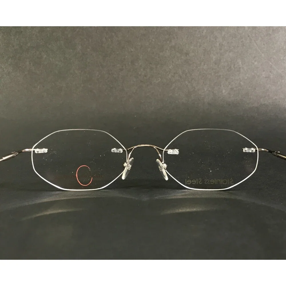 Naturally Rimless Eyeglasses Frames NR 344 SAG Dark Gold Octagonal 47-18-135